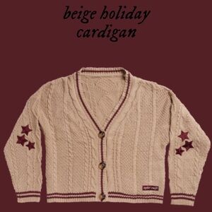 ISO | Taylor Swift | Beige & Red | Folklore Holiday Cardigan